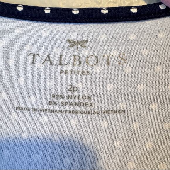 Talbots Blue Polka Dot Mini Dress Womens 2P 3/4 Sleeve Casual Sundress - Picture 10 of 10